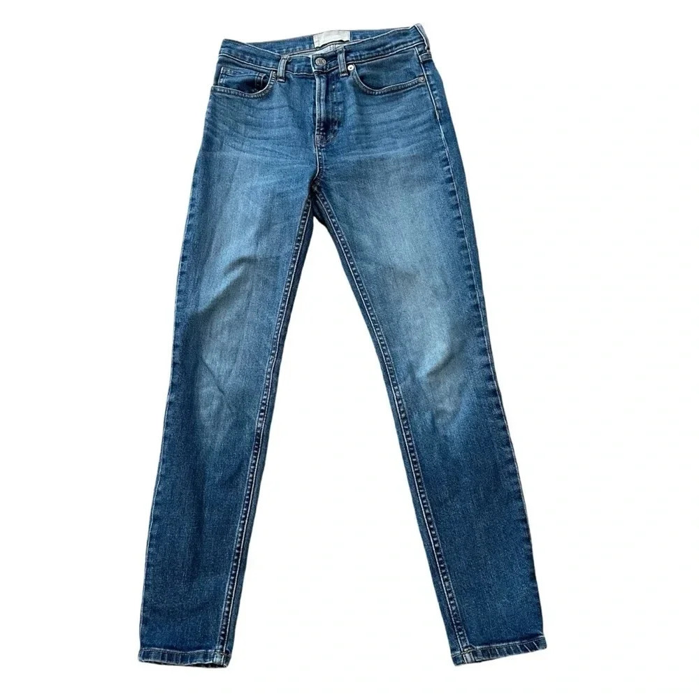 Everlane Women’s Medium Wash Mid-Rise Straight Leg Ankle Denim Jeans Sz 26R GUC